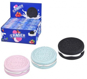 Ластик COOKIE, термопластичная резина, 4*4*1.4см, фигурный, ассорти 3 цвета, картонная упаковка / ка