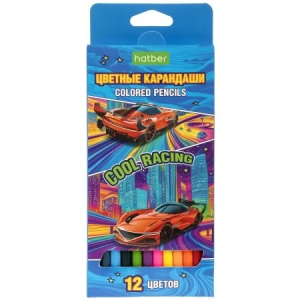 Карандаши цветные /ECO/ 12 цв. COOL RACING заточен. в карт. короб. с европодвесом