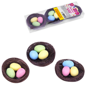 Декорация пасхальная 7 см /Гнездо/, КОМПЛЕКТ 3 штуки, пластик, ЗОЛОТАЯ СКАЗКА, 592639