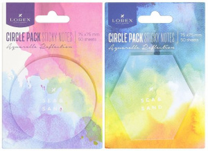 Блок самоклеящ. LOREX CIRCLE PACK AQUARELLE REFLEXION 75х75 мм 50 л. ассорти